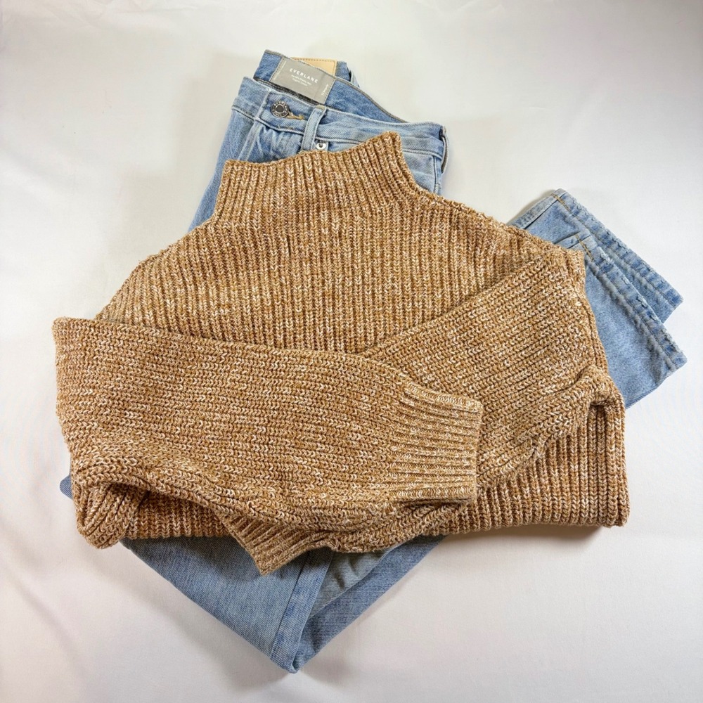 Everlane 90s Cheeky Jeans & Cupcakes and Cashmere Sweater Fall Bundle Set XS 24